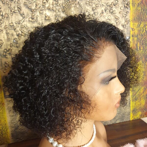 Kinky Curly Lace Front Human Hair Wig 10 Inch