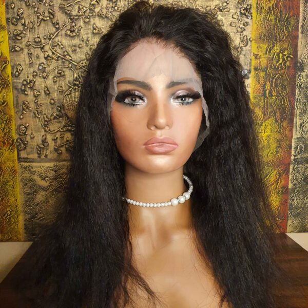 Kinky Straight Lace Front Human Hair Wig 20 Inch