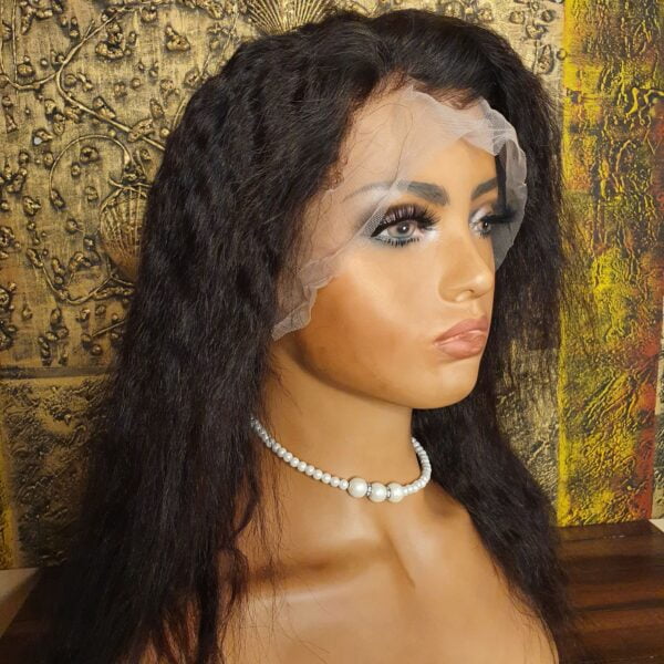 Kinky Straight Lace Front Human Hair Wig 16 Inch