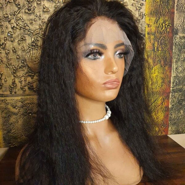 Kinky Straight Lace Front Human Hair Wig 20 Inch