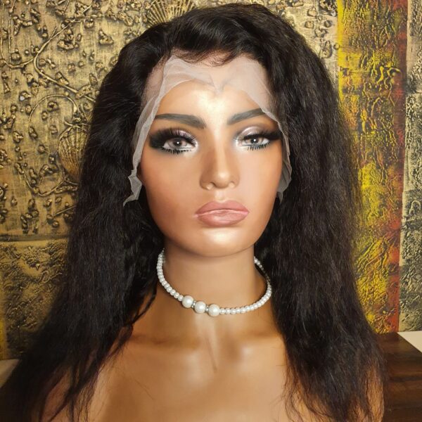 Kinky Straight Lace Front Human Hair Wig 16 Inch